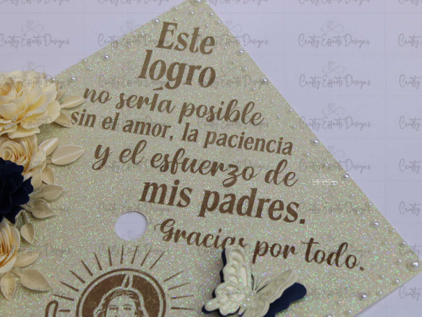 Graduation Cap Topper & Navy Blue Satin Ribbon Lei Bundle San Judas Tadeo Edition | Class of 2026