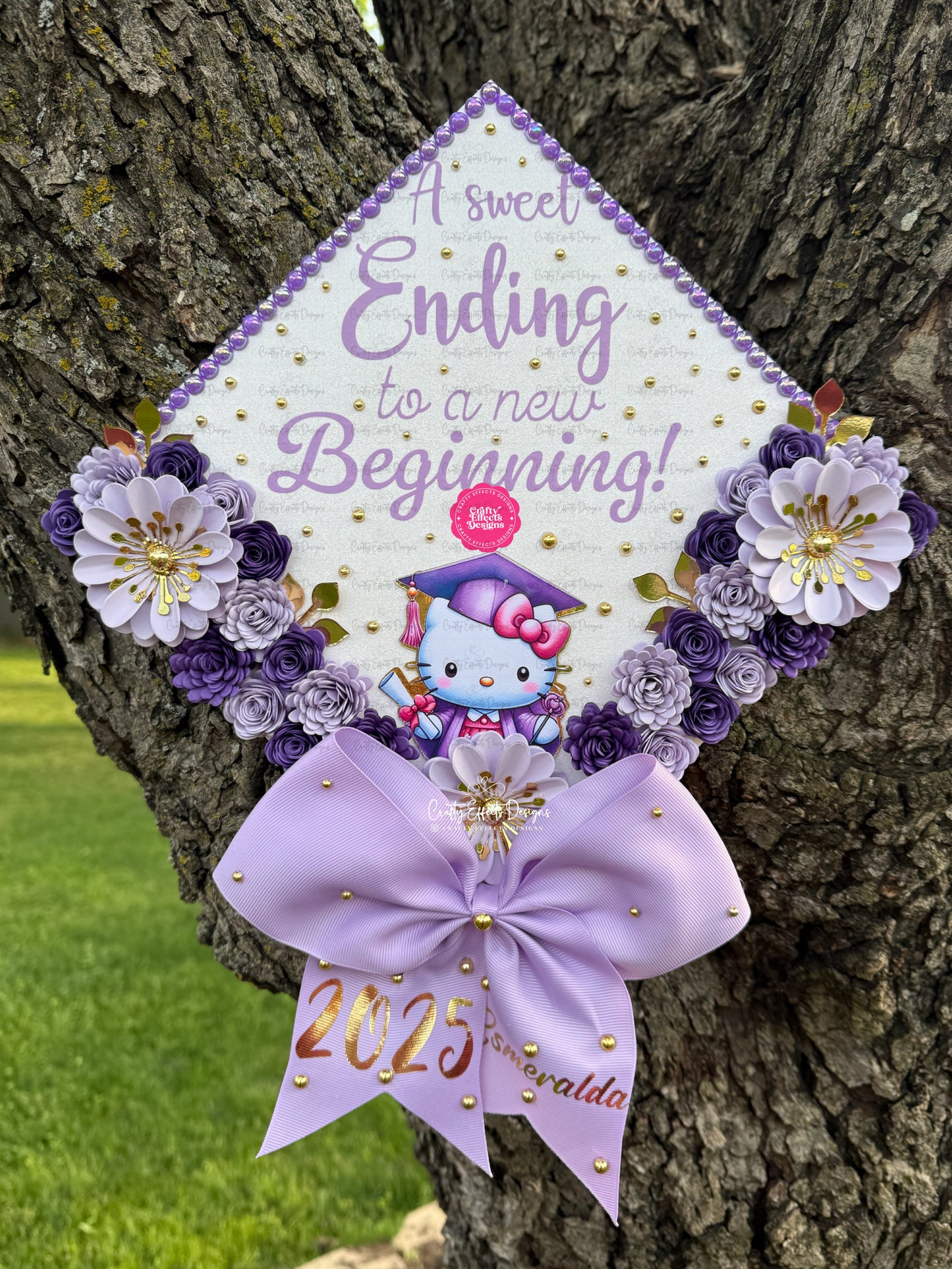 Handmade Floral Graduation Cap Topper: Custom-Made
