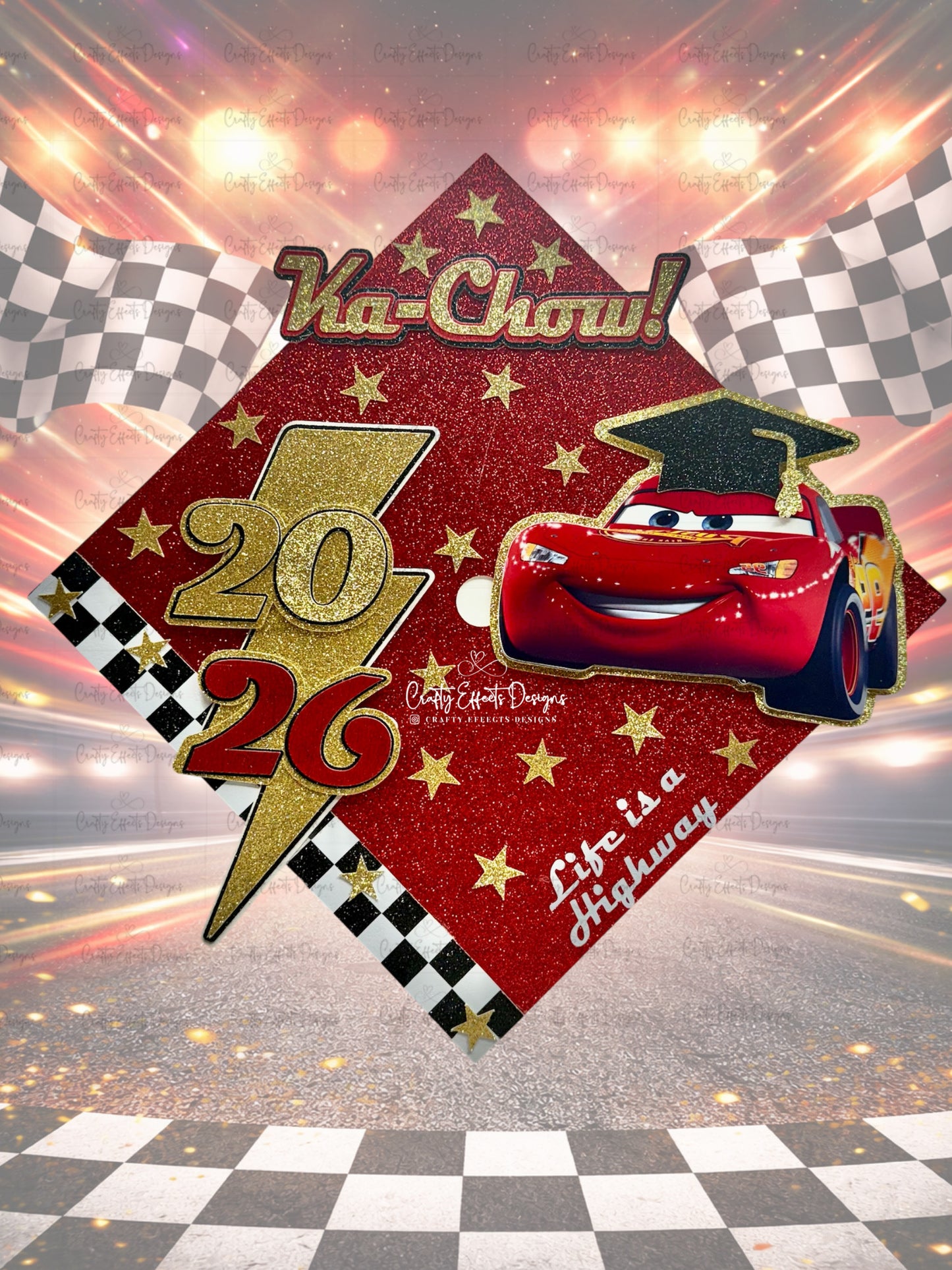 Race Car Graduation Cap Topper