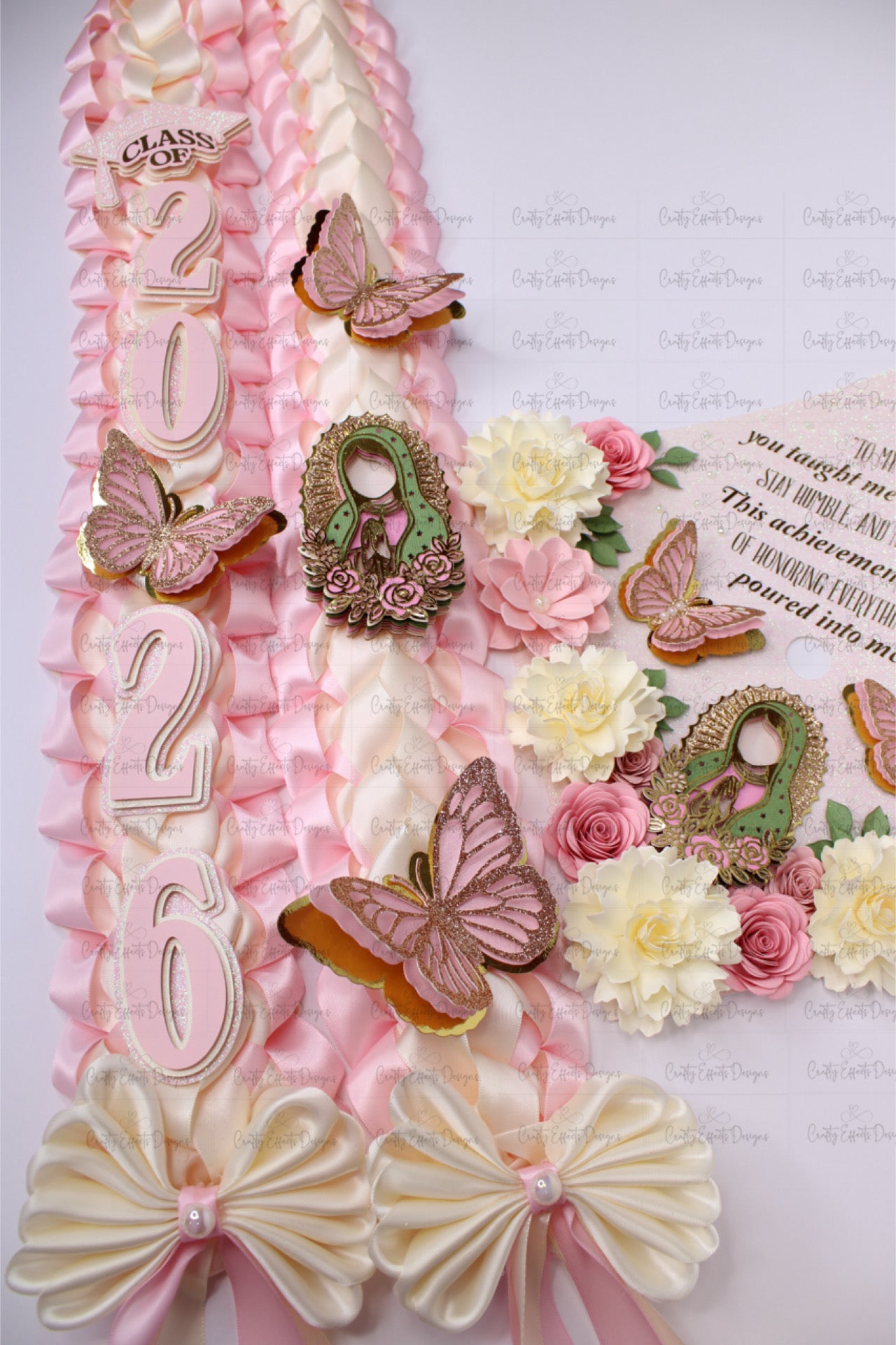 Graduation Cap Topper & Pink Satin Ribbon Lei Bundle – Virgen de Guadalupe Edition | Class of 2026