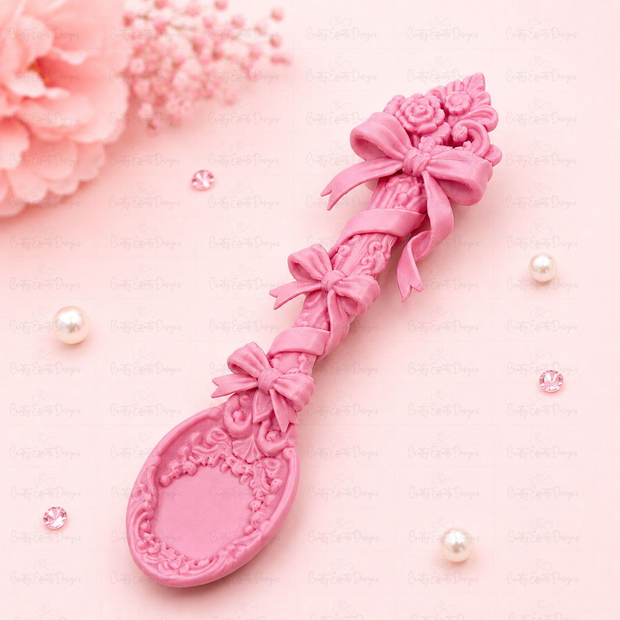 Coquette Rhinestone Spoon | 3D Printed Scoop Spoon for Pearls, Rhinestones & Beads | Crafting Tool for Crafters