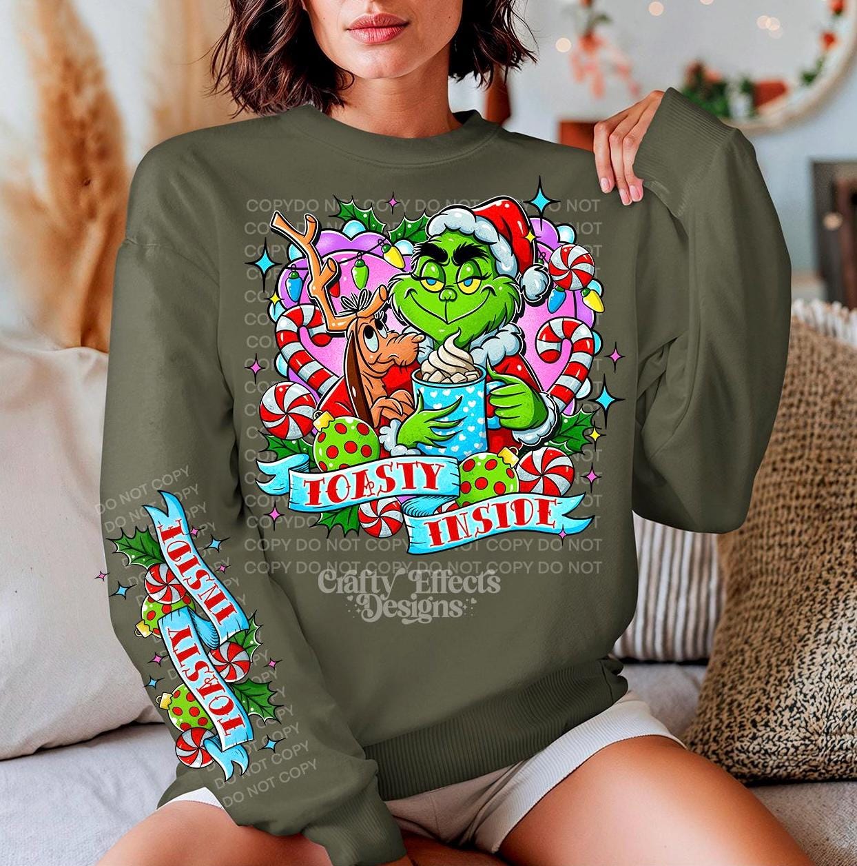 Christmas Crewneck Sweatshirt - "Toasty Inside" Holiday Sweater