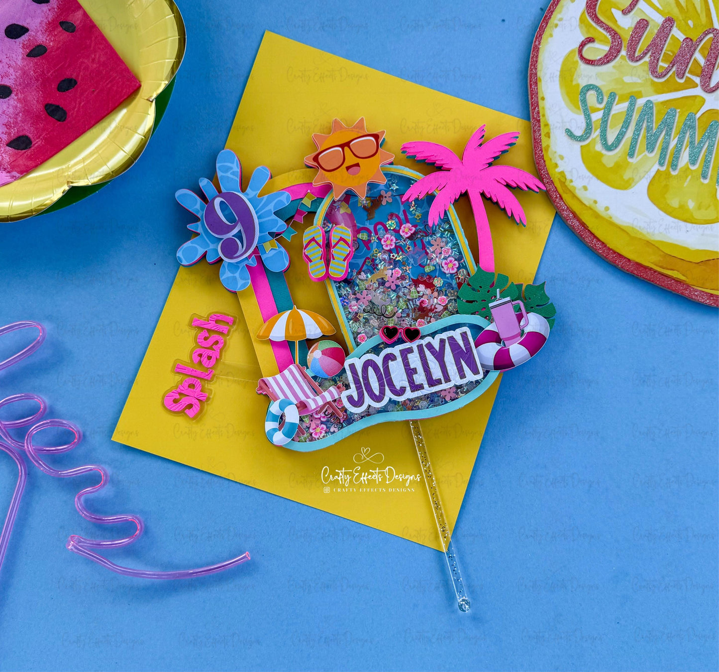 Pool party cake topper