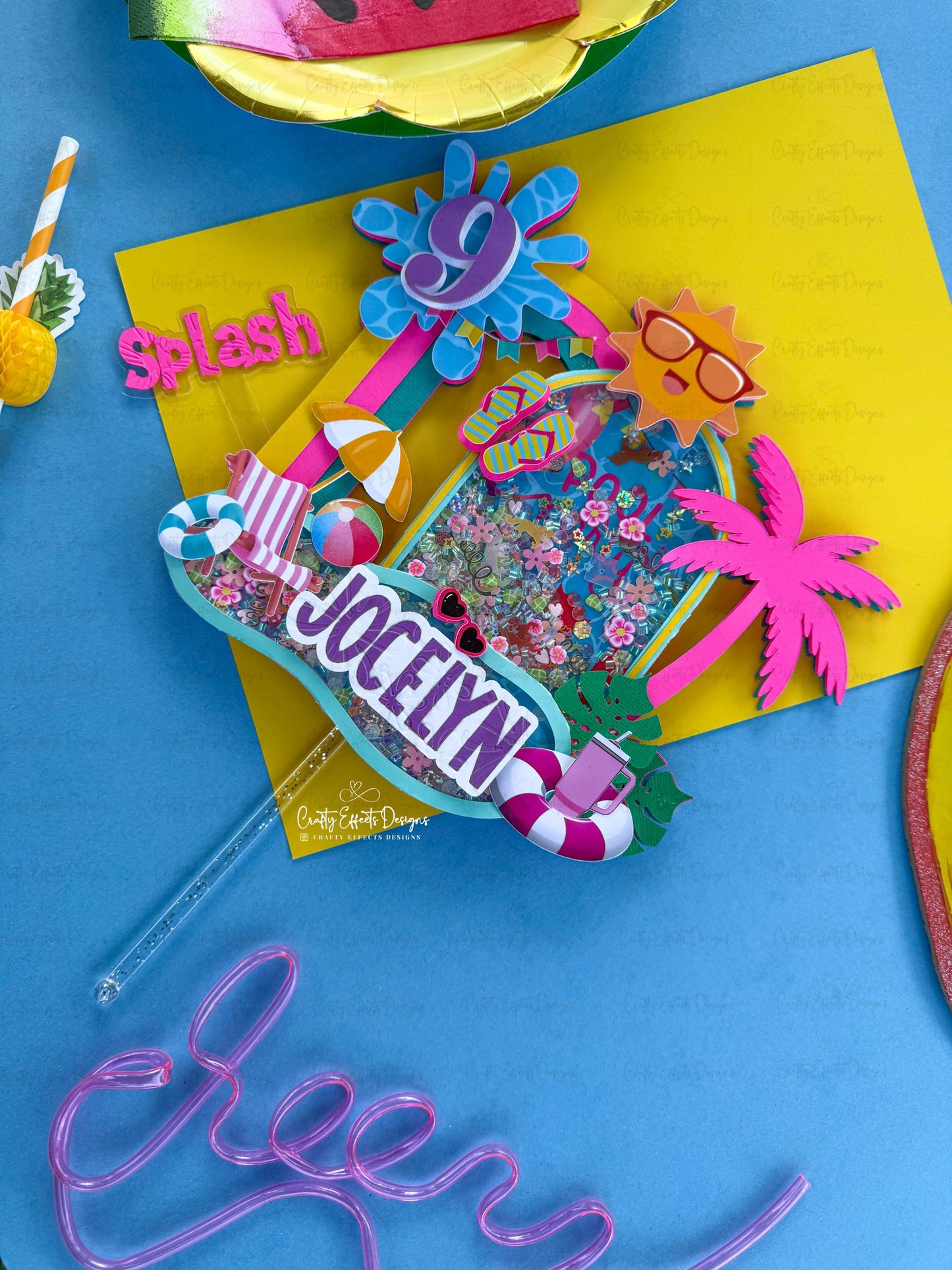 Pool party cake topper