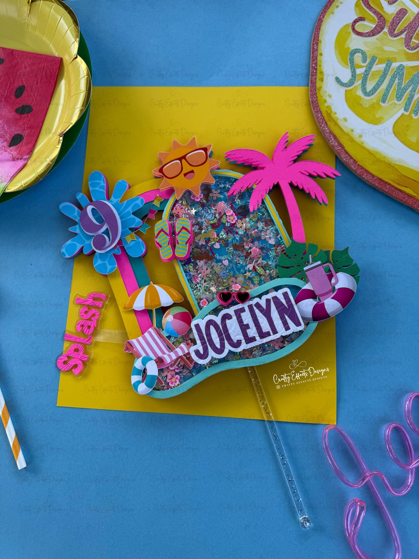 Pool party cake topper