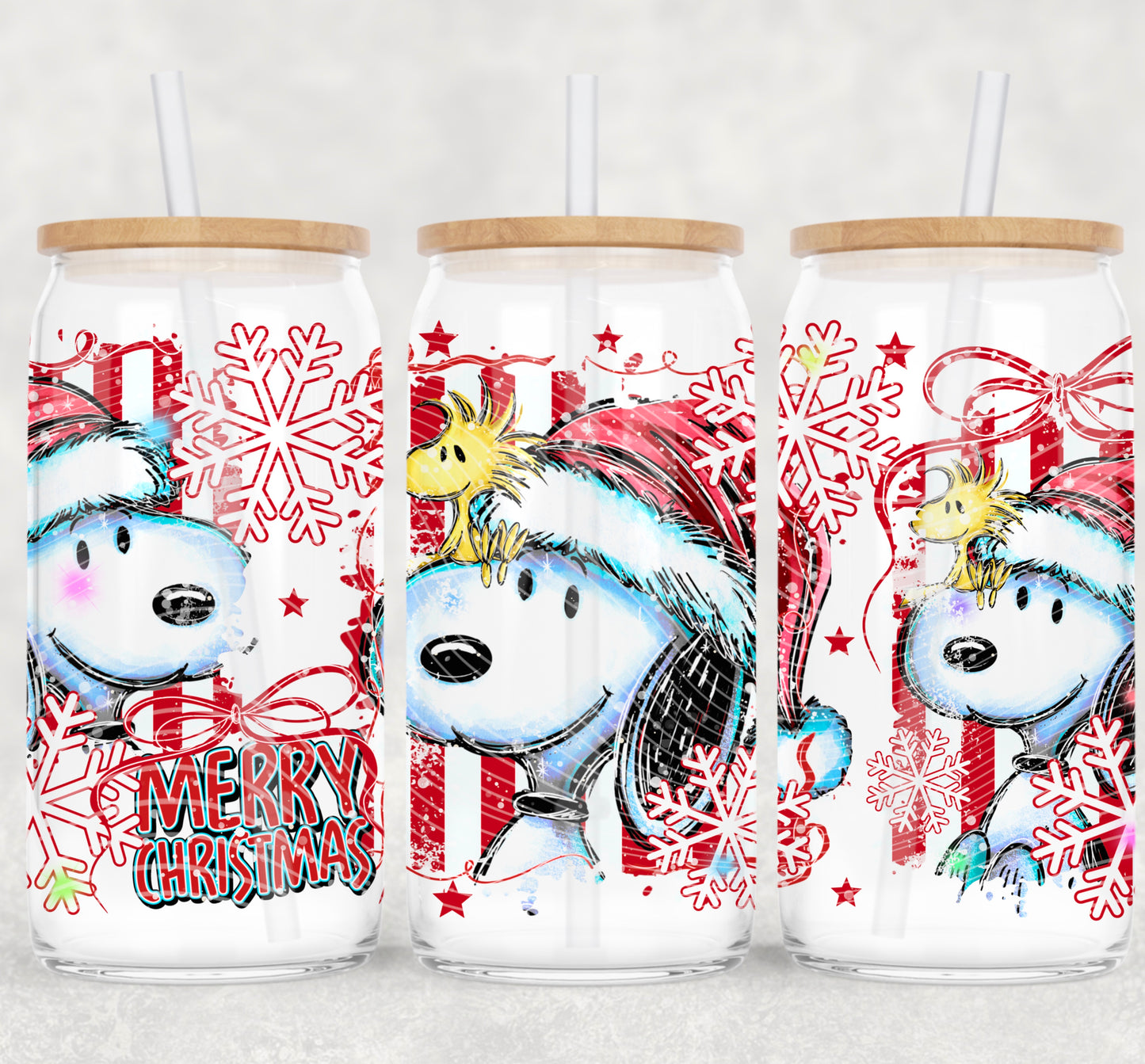 Snow Snoopy glass cup