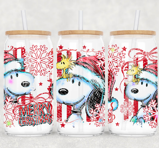Snow Snoopy glass cup