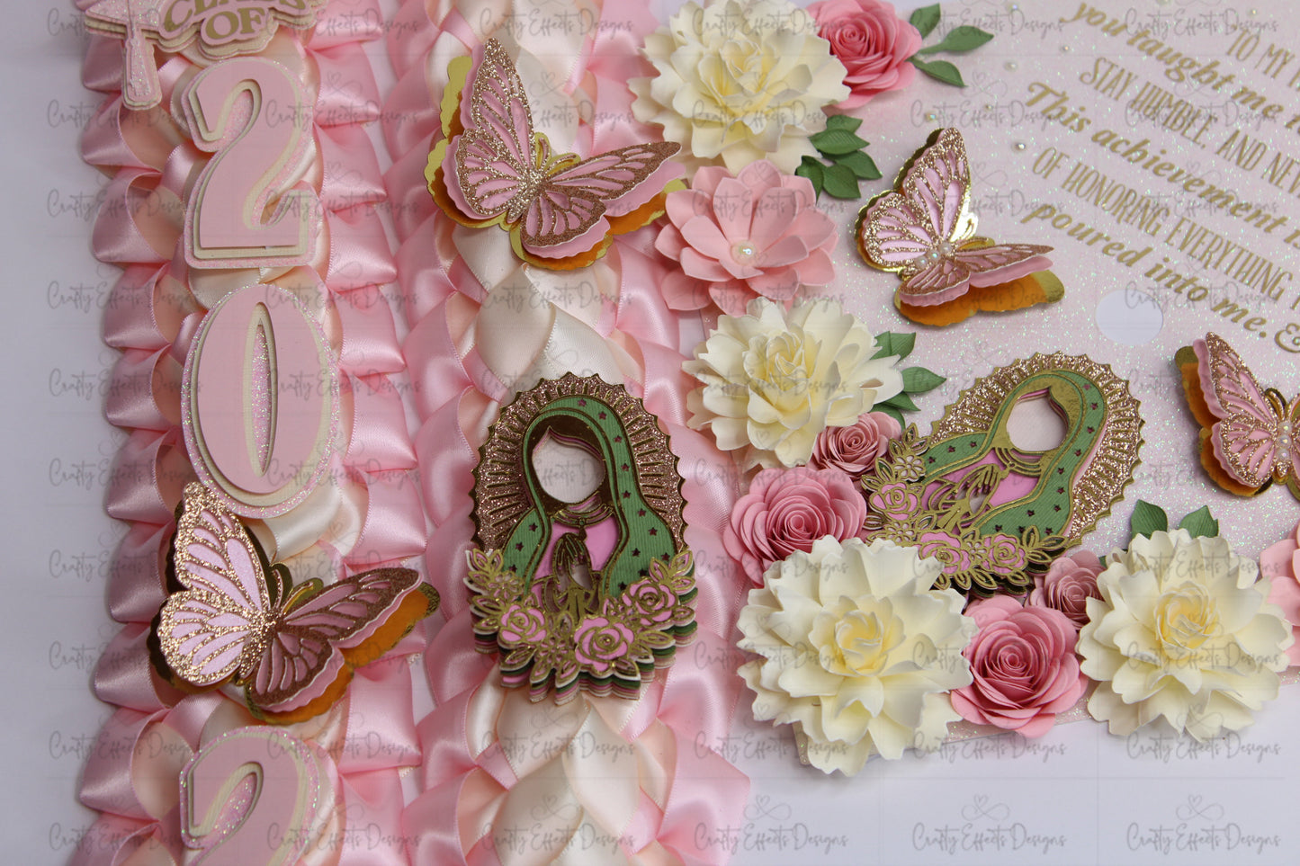 Graduation Cap Topper & Pink Satin Ribbon Lei Bundle – Virgen de Guadalupe Edition | Class of 2026
