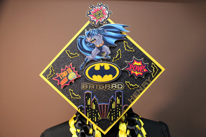 Bat Hero Inspired Graduation Lei & Cap Topper Set – Custom Class of 2026