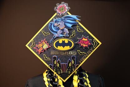 Bat Hero Inspired Graduation Lei & Cap Topper Set – Custom Class of 2026