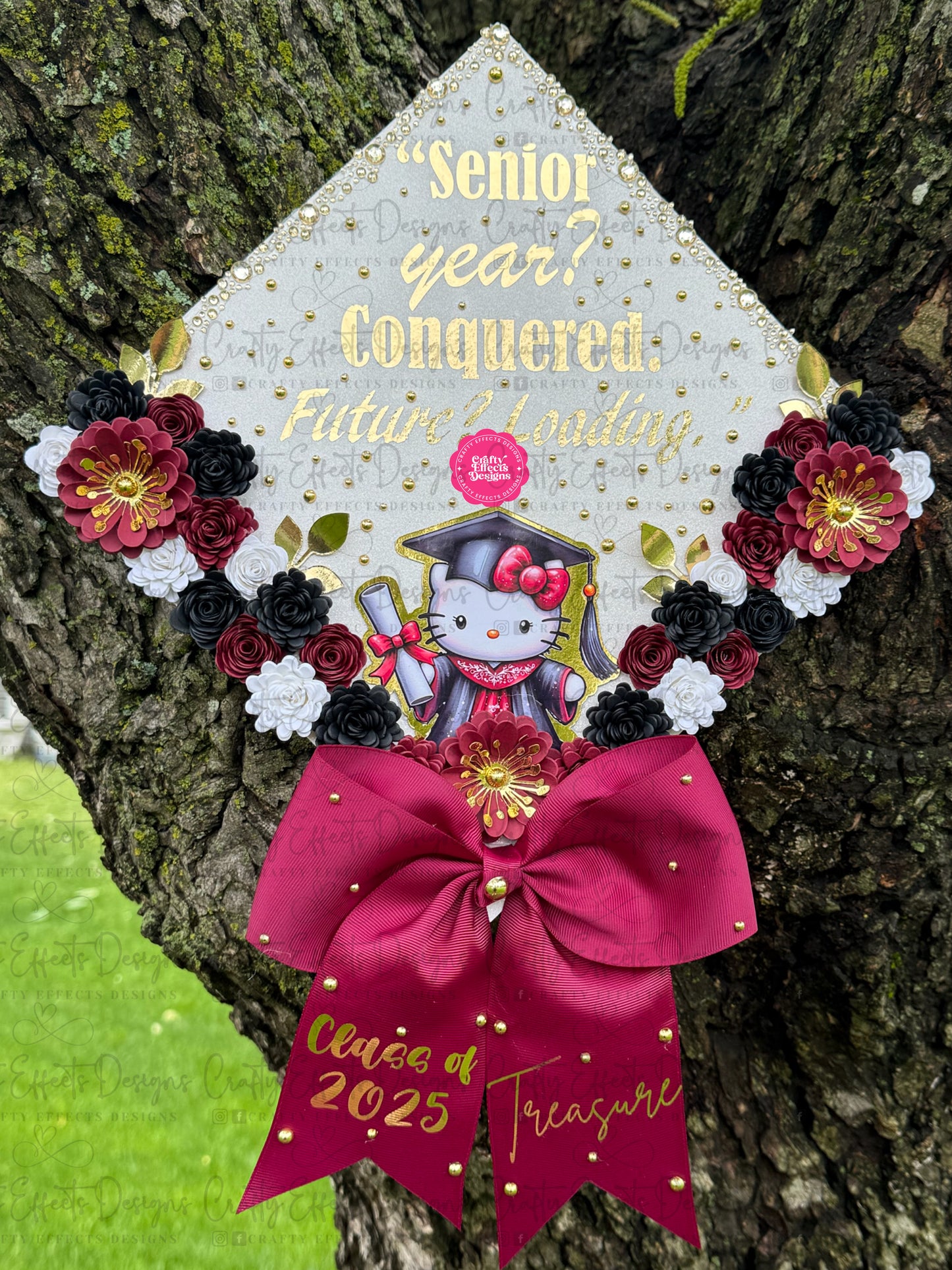 Handmade Floral Graduation Cap Topper: Custom-Made