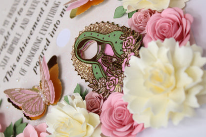 Virgen de Guadalupe Pink Rose Graduation Cap Topper | Handmade Luxury Floral Design