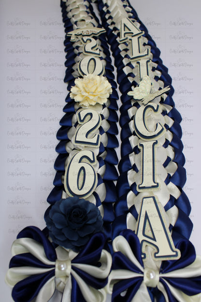 Graduation Cap Topper & Navy Blue Satin Ribbon Lei Bundle  San Judas Tadeo Edition | Class of 2026