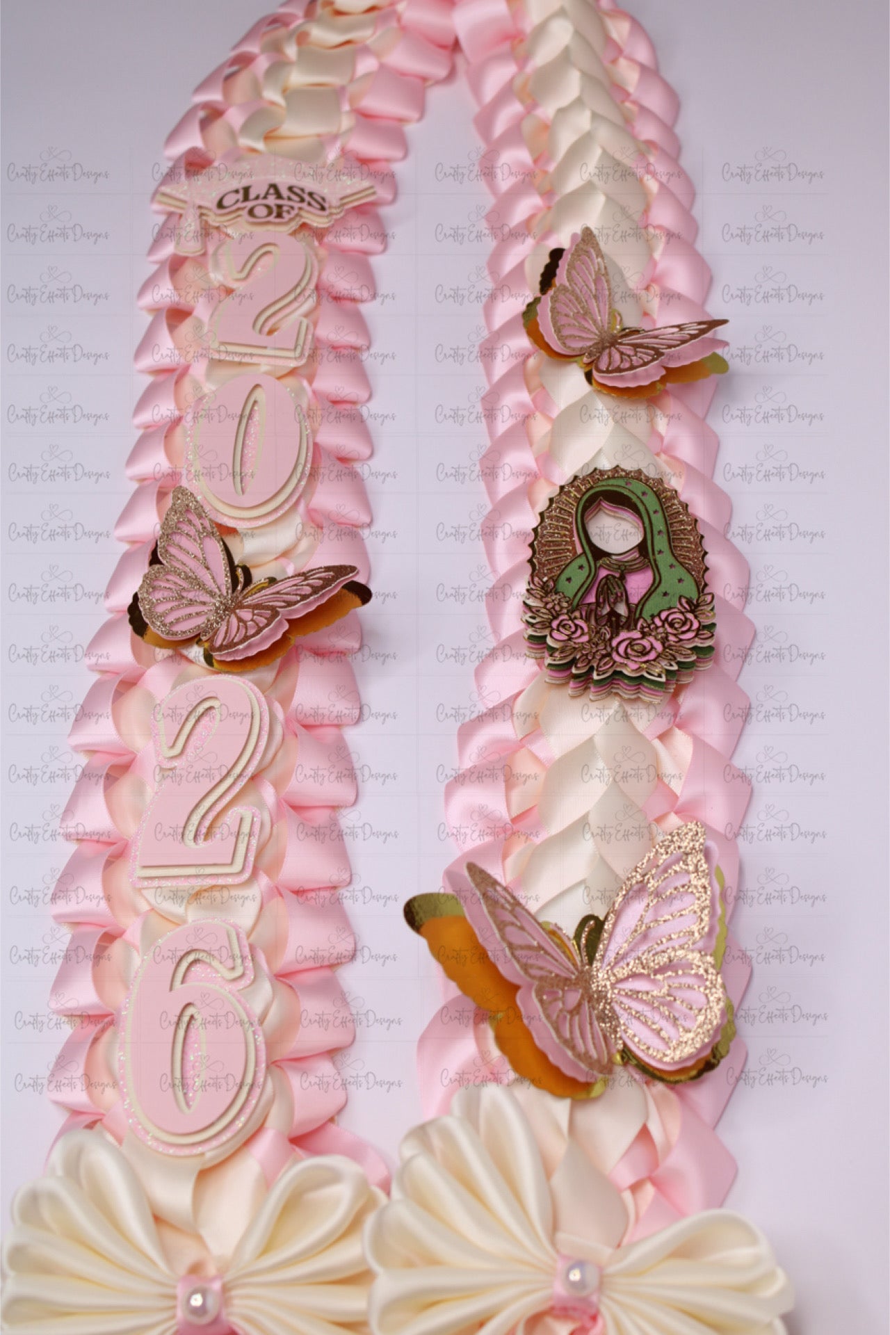 Graduation Cap Topper & Pink Satin Ribbon Lei Bundle – Virgen de Guadalupe Edition | Class of 2026
