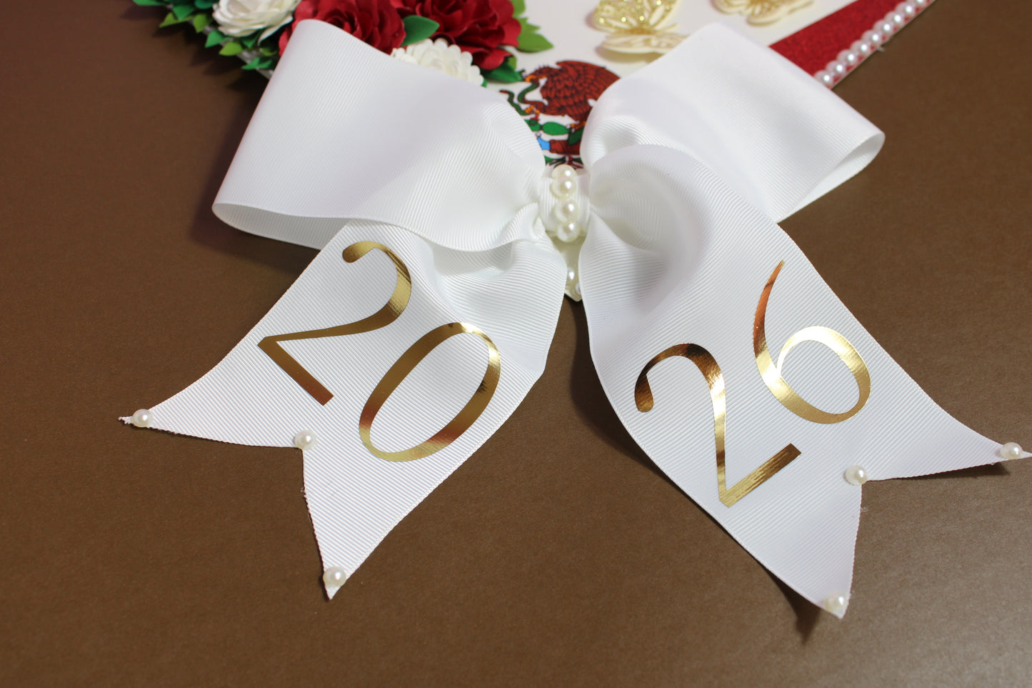 Mexican Floral Graduation Cap Topper  | Mexican Flag Inspired Grad Cap Decor with Flowers | Custom Graduation Cap Decoration