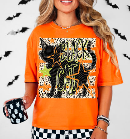 Spooky Black Cat Halloween Tee.