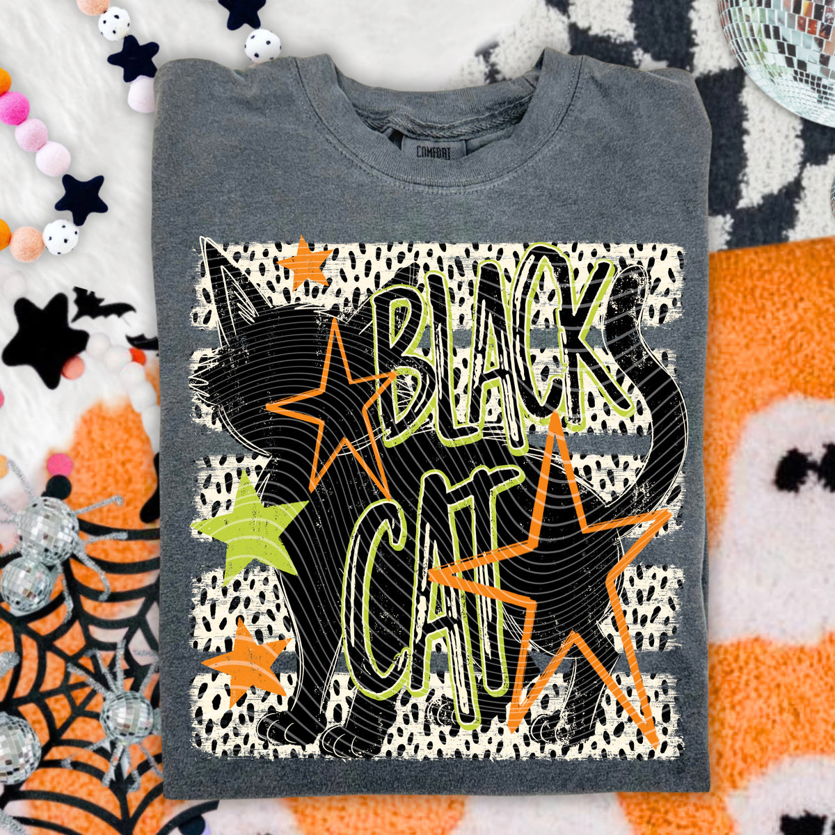 Spooky Black Cat Halloween Tee.