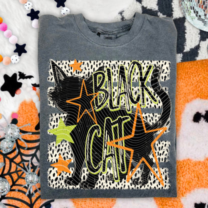 Spooky Black Cat Halloween Tee.