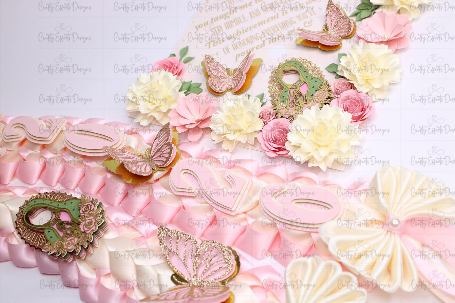 Graduation Cap Topper & Pink Satin Ribbon Lei Bundle – Virgen de Guadalupe Edition | Class of 2026