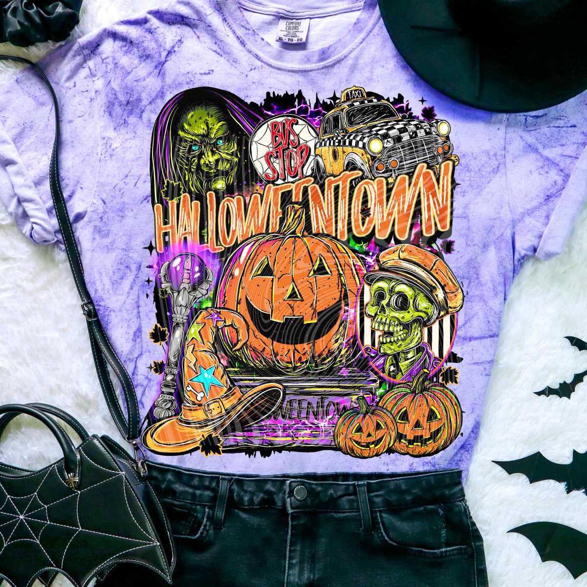 Halloween in town| Vintage Spooky Fall Shirt | Witchy Halloween T-Shirt