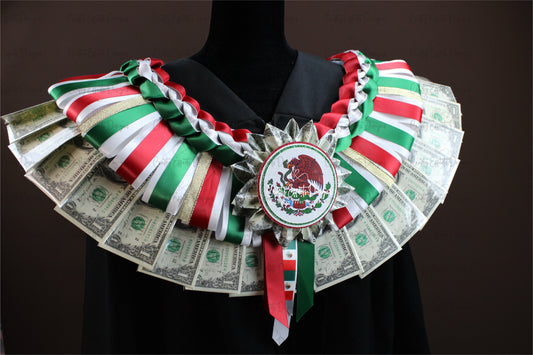 Mexican Tricolor Money Lei Necklace – Handmade Graduation Gift
