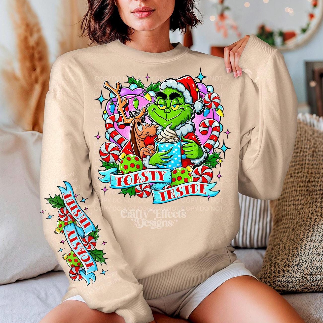 Christmas Crewneck Sweatshirt - "Toasty Inside" Holiday Sweater