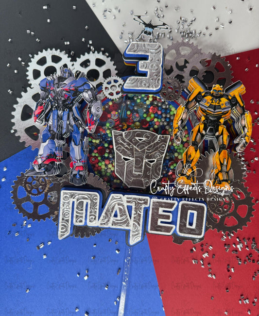 Transformers Birthday Cake Topper with LED Lights