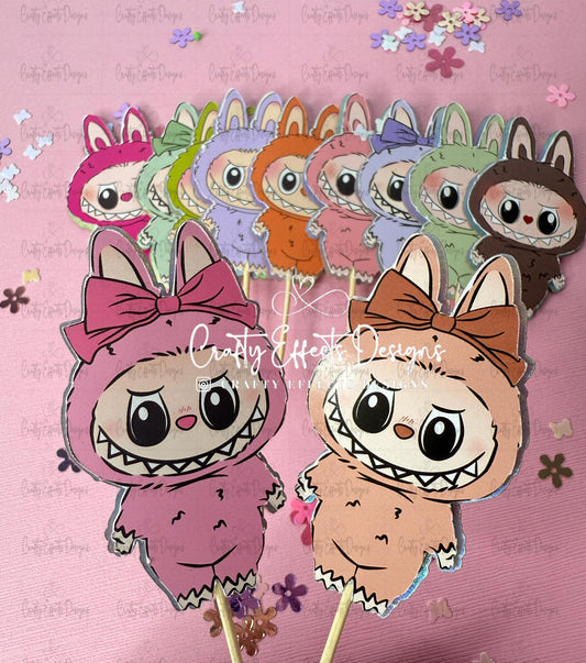 Labubu Cupcake Toppers pink labubu Party Decor coquete Infinity & pretty Decor