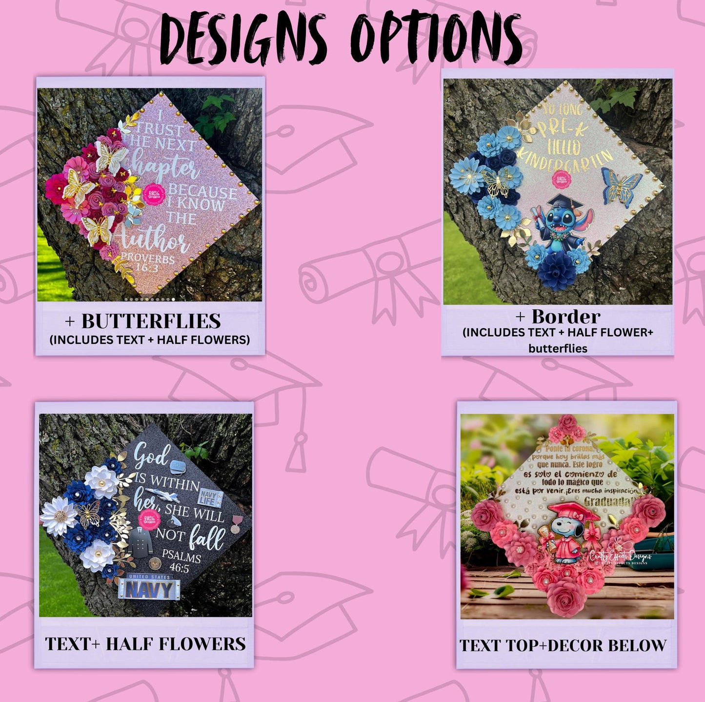 Custom Graduation Cap Topper: 3D Paper Flowers, Personalized Design