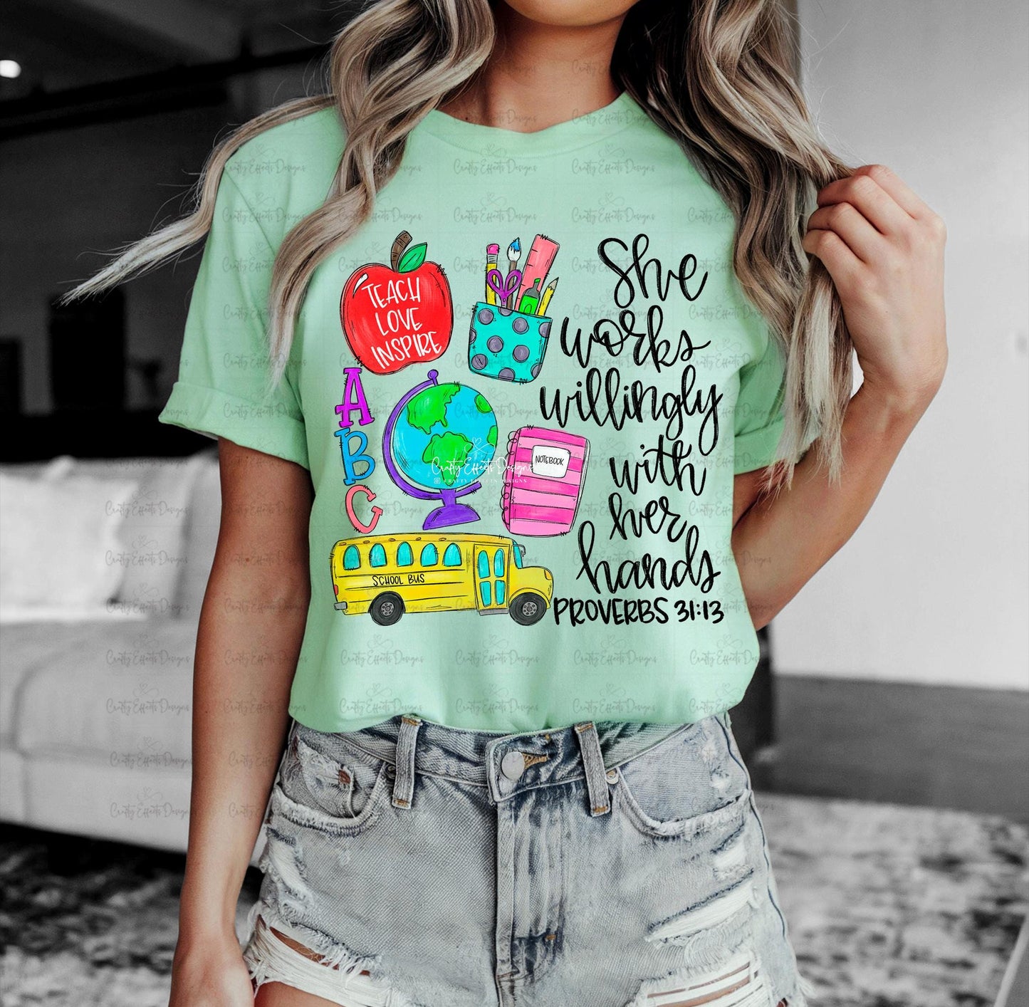 She Works Willingly With Her Hands Shirt, Kindergarten Teacher, Preschool Teacher, Back To School Tee, Teacher Gift for Teacher Appreciation
