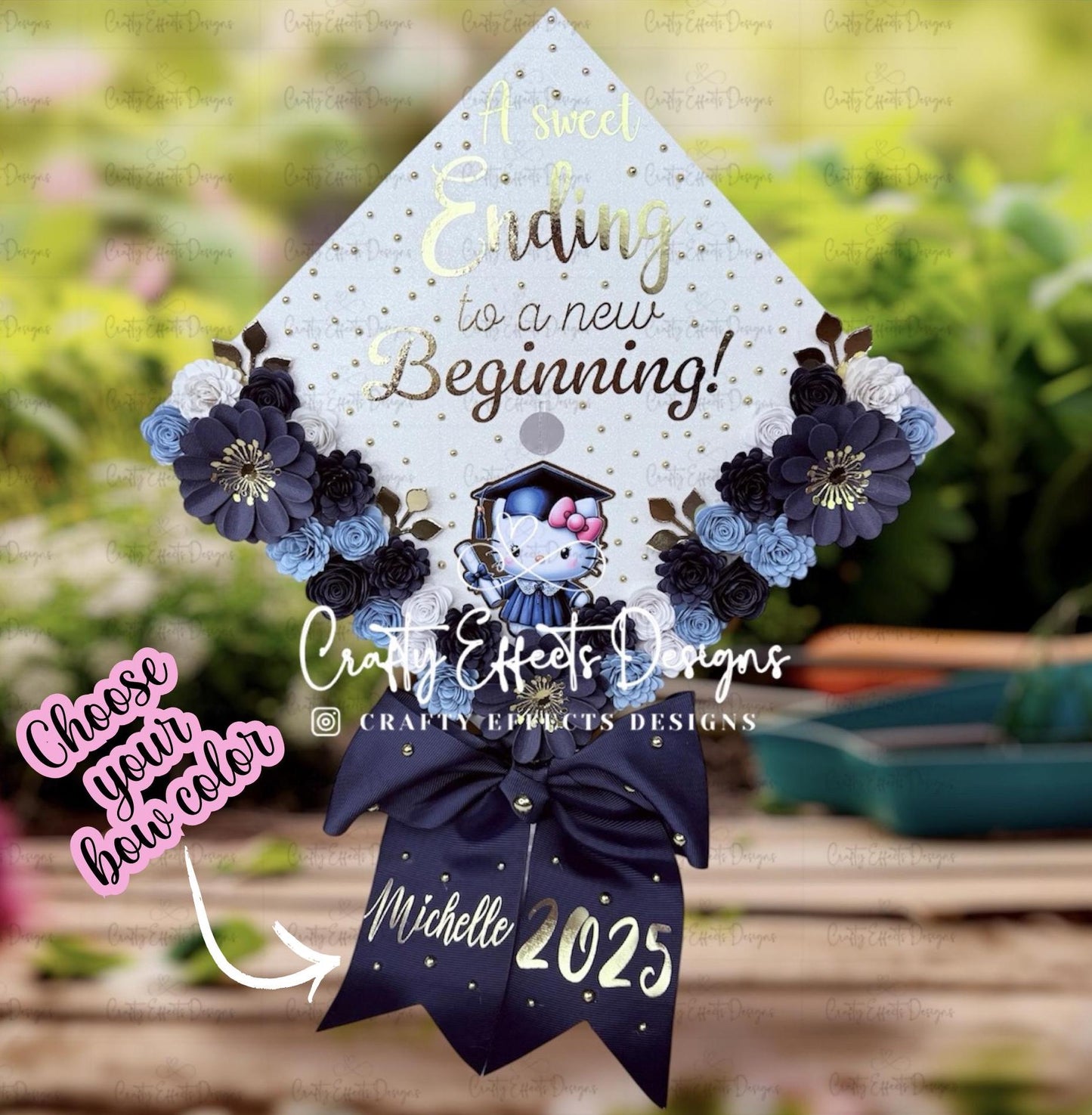 Custom Graduation Cap Topper: 3D Paper Flowers, Personalized Design