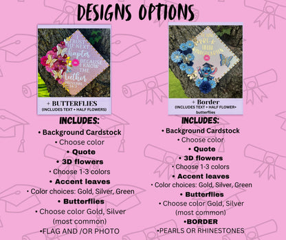 Custom Graduation Cap Topper: 3D Paper Flowers, Personalized Design