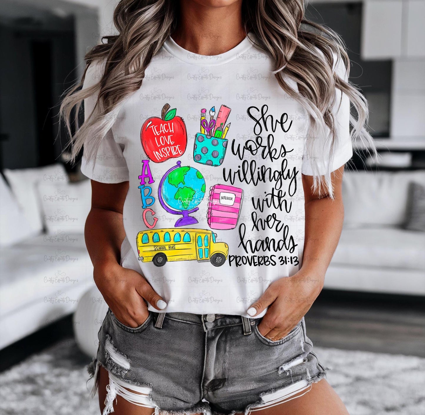 She Works Willingly With Her Hands Shirt, Kindergarten Teacher, Preschool Teacher, Back To School Tee, Teacher Gift for Teacher Appreciation