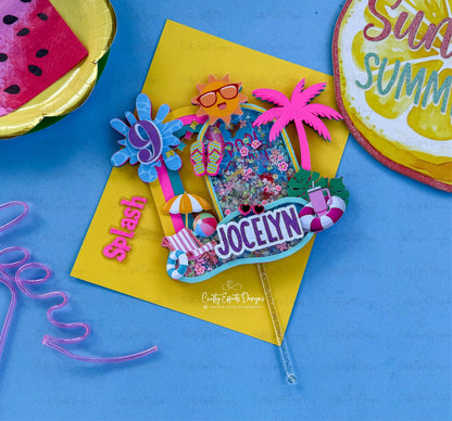 Pool party cake topper