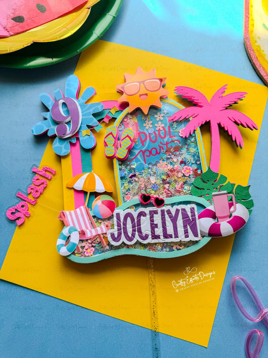 Pool party cake topper