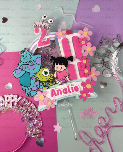 Monstruos. Adorno para pastel con agitador: Decoración para fiestas