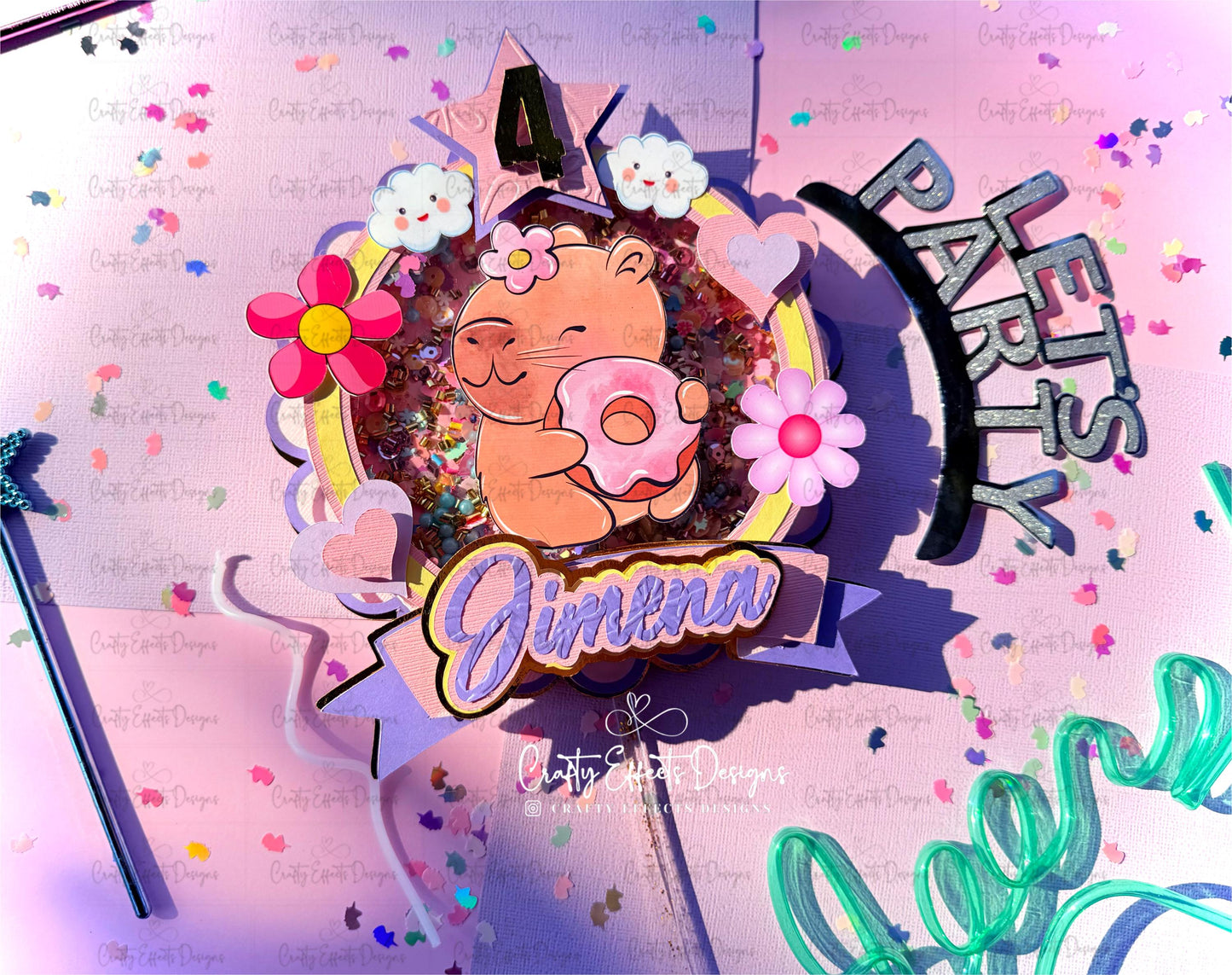 Capybara Shaker Cake Topper: Customizable Party Decoration