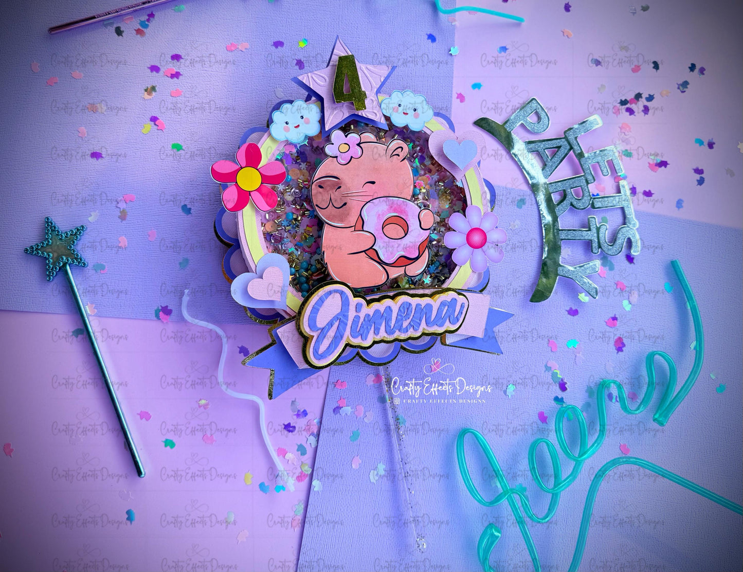 Capybara Shaker Cake Topper: Customizable Party Decoration