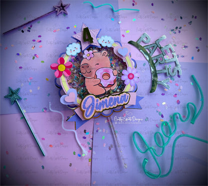 Capybara Shaker Cake Topper: Customizable Party Decoration