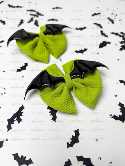 Lazos para coletas de Halloween: Murciélagos, Pinzas de nailon verde - Para bebés y niños pequeños