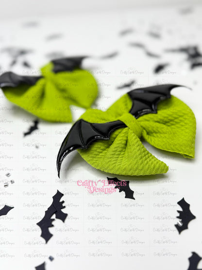 Lazos para coletas de Halloween: Murciélagos, Pinzas de nailon verde - Para bebés y niños pequeños