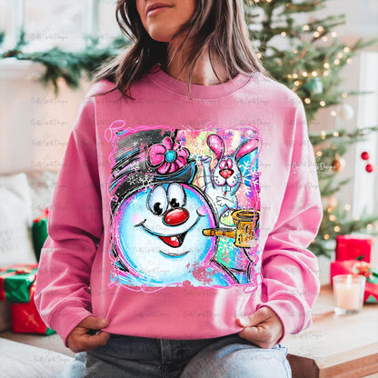 Sudadera navideña con muñeco de nieve escarchado, suéter navideño cómodo