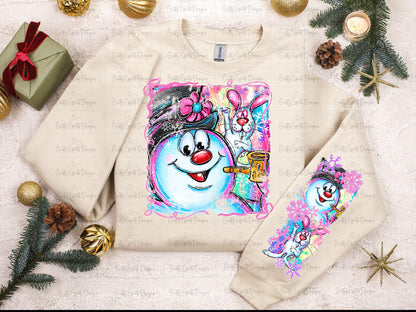 Sudadera navideña con muñeco de nieve escarchado, suéter navideño cómodo