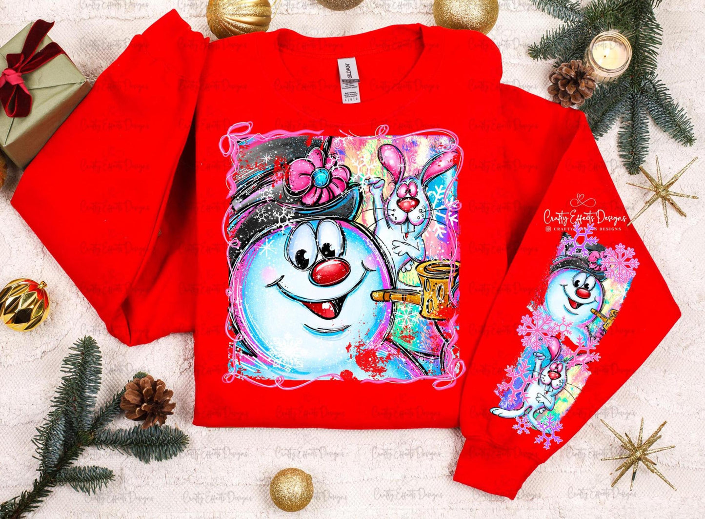Sudadera navideña con muñeco de nieve escarchado, suéter navideño cómodo