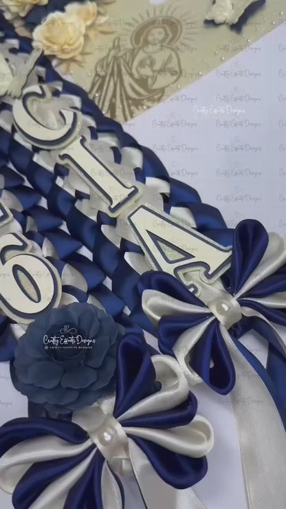 Graduation Cap Topper & Navy Blue Satin Ribbon Lei Bundle  San Judas Tadeo Edition | Class of 2026